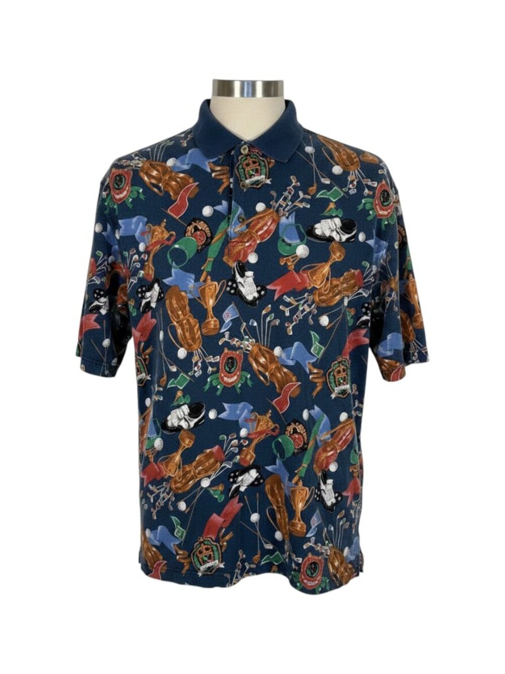 Allen Solly Polo Shirt Men's L Golf Theme Sports Print
